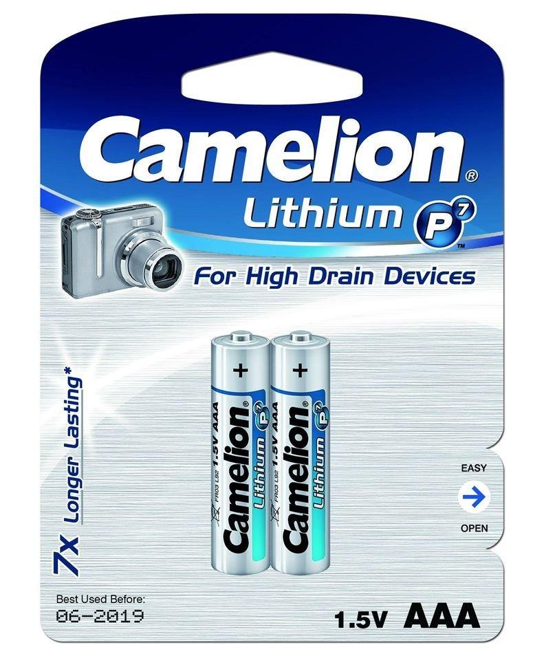 Батарейка Camelion FR03-BP2, Lithium P7, AAA, 1.5V, 1250 mAh (2 шт.)