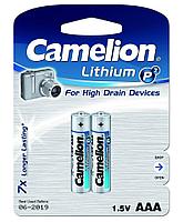 Батарейка Camelion FR03-BP2, Lithium P7, AAA, 1.5V, 1250 mAh (2 шт.)