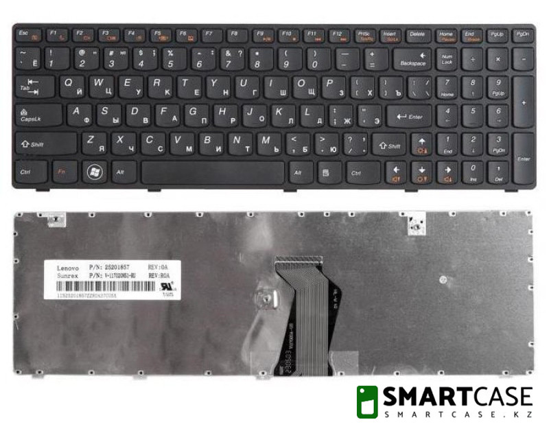 Клавиатура для ноутбука Lenovo IdeaPad Z580, V580, G580 (черная, RU)