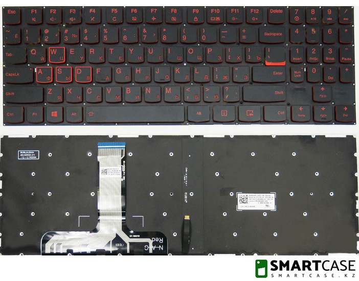 Клавиатура для ноутбука Lenovo Ideapad Y520-15 с подсветкой (черная, RU)