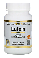 California Gold Nutrition, Лютеин с зеаксантином, 20 мг, 60 растительных мягких таблеток