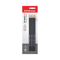 Блистер чернографитных шестигранных карандашей ErichKrause Jet Black 100 HB (4 шт, Черный)
