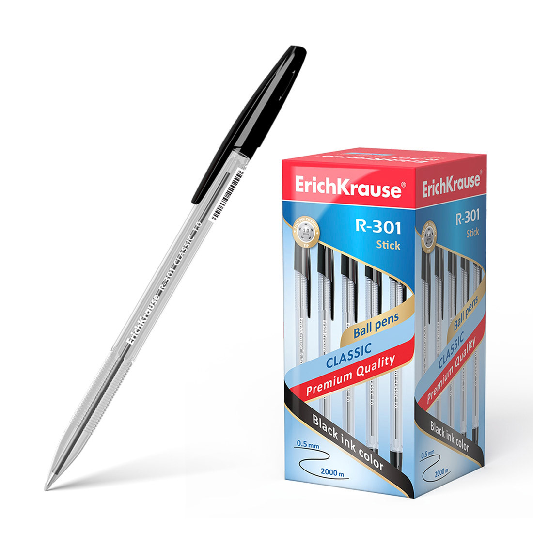 Ручка шариковая ErichKrause R-301 Classic Stick (Черный)