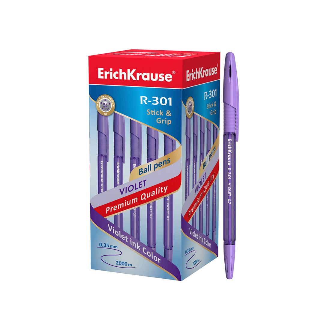 Ручка шариковая ErichKrause R-301 Violet Stick&Grip (Фиолетовый)