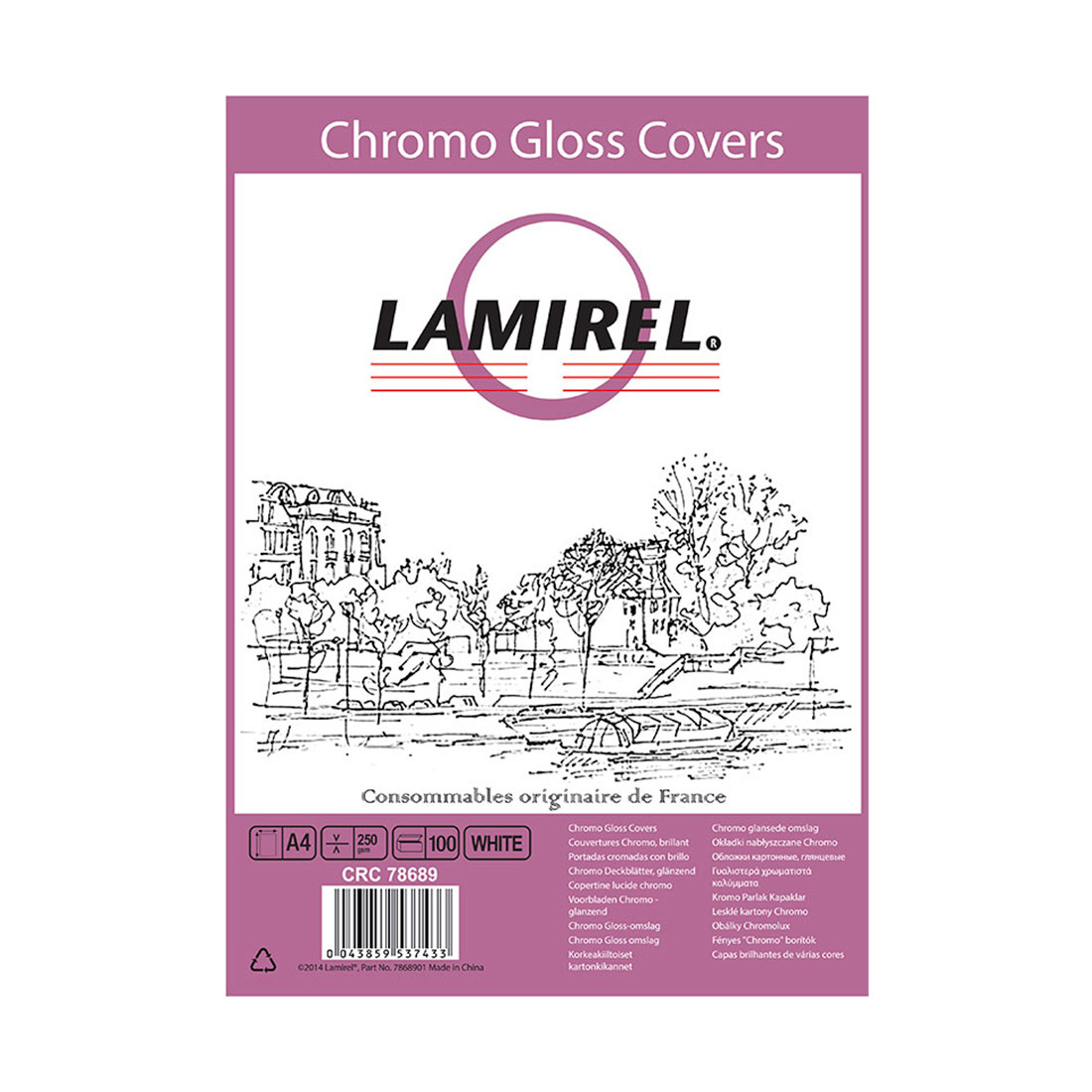 Обложки картонные глянцевые Lamirel LA-78689 Chromolux A4 (Белый, 100шт)