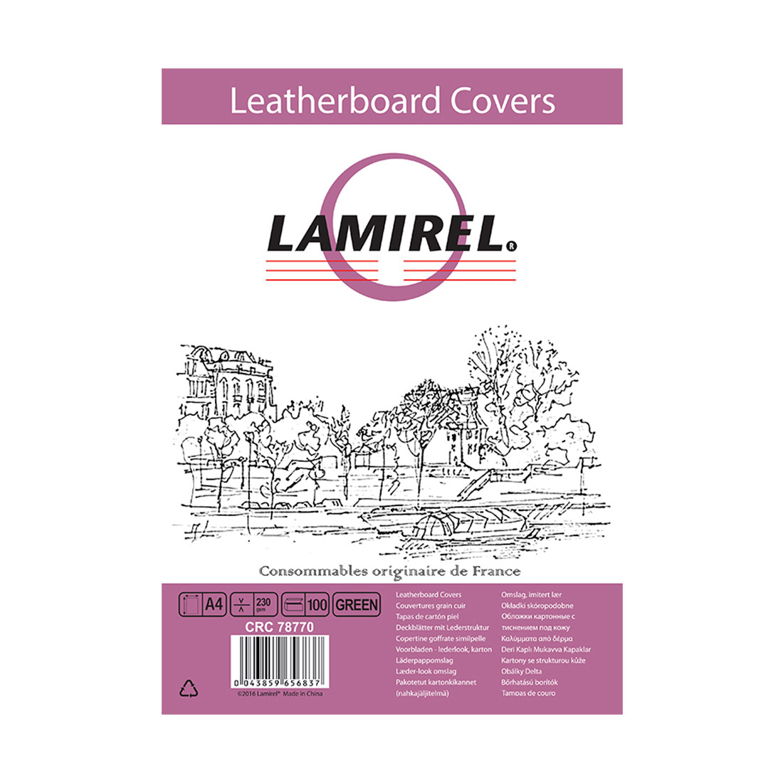 Обложки картонные с тиснением под кожу Lamirel LA-78770 Delta (A4, Зеленый, 100шт)