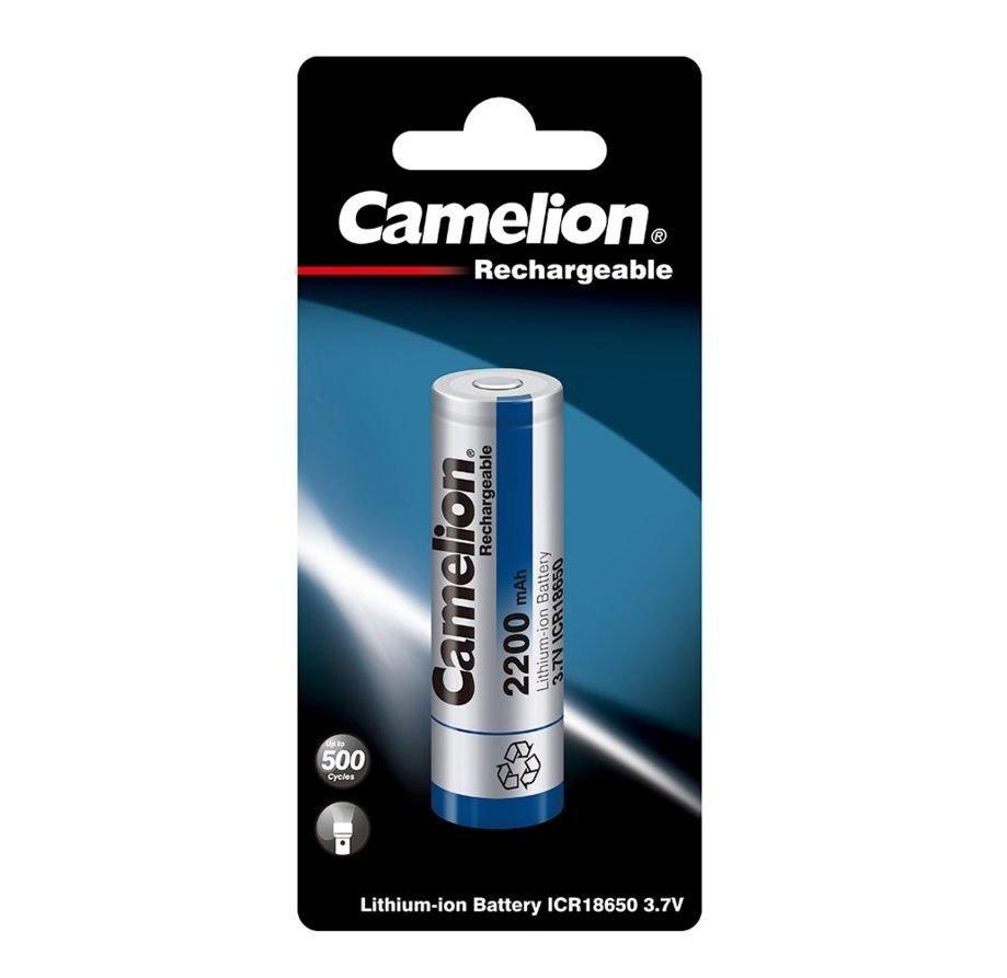 Аккумуляторная батарейка Camelion ICR18650BP1, Lithium, 3,7V, 2200 mAh (1 шт.)