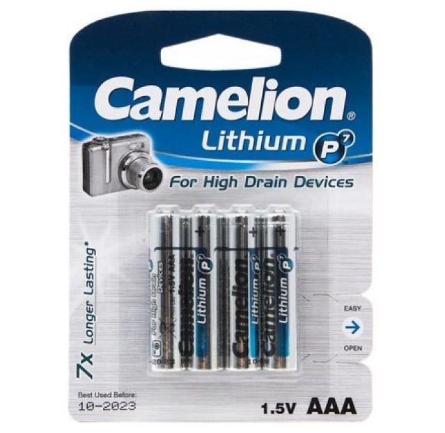 Батарейка Camelion FR03-BP4, Lithium P7, AAA, 1.5V, 1250 mAh (4 шт.)