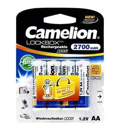 Аккумуляторная батарейка Camelion AA NH-AA2700LBP4, Lockbox перезаряжаемая, 1.2V, 2700 mAh (4 шт.)