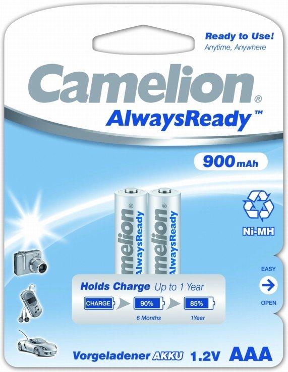 Аккумуляторная батарейка Camelion ААА NH-AAA900ARBP2, AlwaysReady Rechargeable, 1.2V, 900 mAh (2 шт.)
