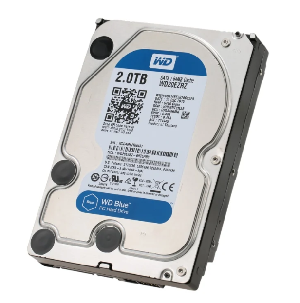 Жесткий диск HDD 2000 Gb Western Digital (WD20EZRZ), 3.5", 64Mb, SATA III