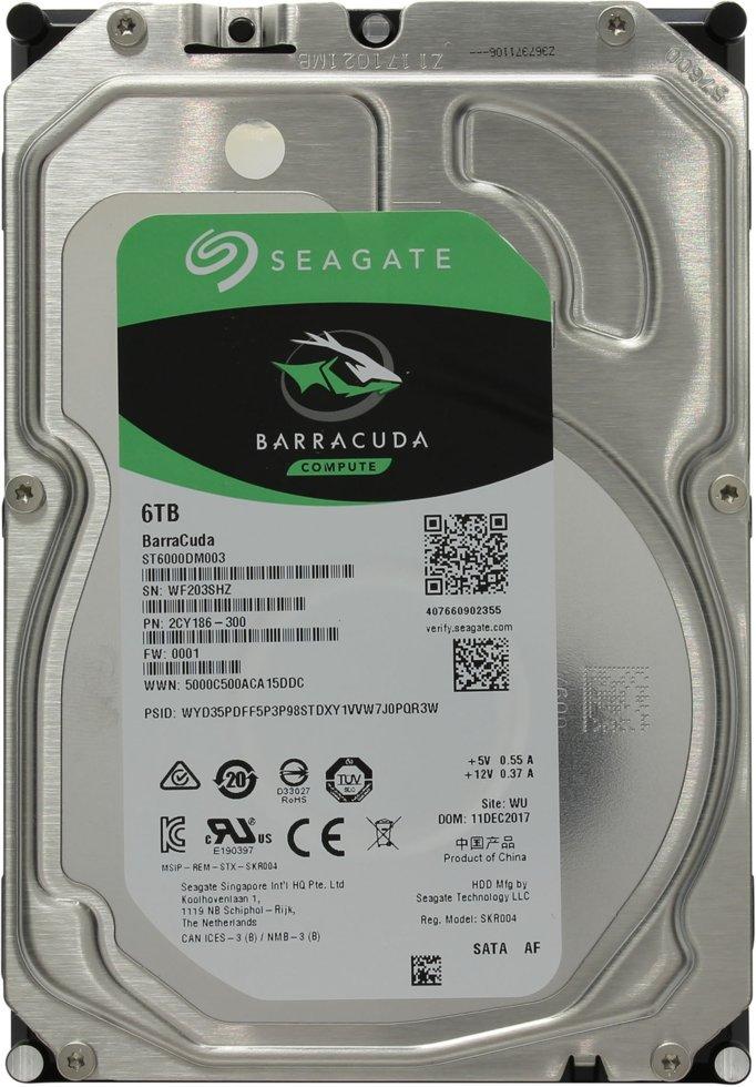 Жесткий диск HDD 6Tb Seagate Barracuda SATA (ST6000DM003) (3,5")