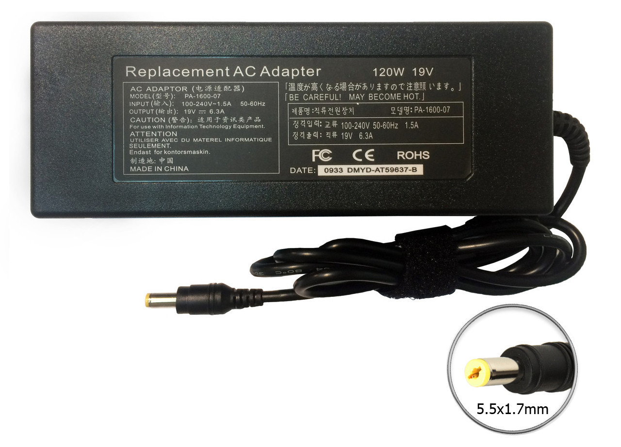 Зарядка (сетевой адаптер) для ноутбука HP 19V 6.3A 120W 5.5x1.7mm 