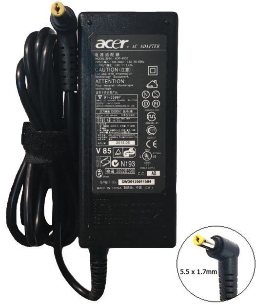Оригинальная зарядка (сетевой адаптер) для ноутбука Acer 19V 3.42A 65W 5.5x1.7mm