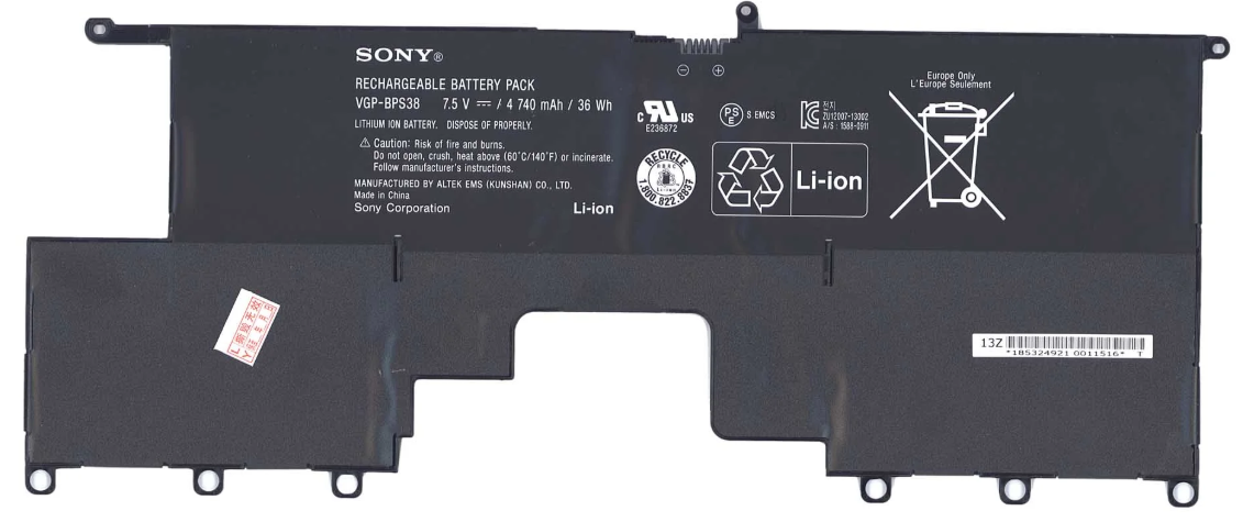 Батарея для ноутбука Sony VAIO PRO 13, VGP-BPSE38 (7.5V, 4740 mAh) Original