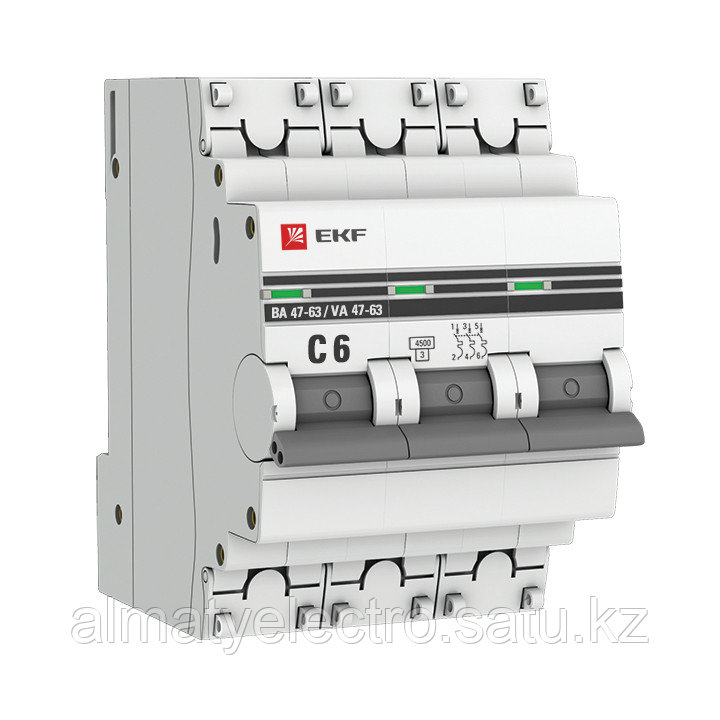 Автоматический выключатель 3P  6А (C) 4,5kA ВА 47-63 EKF PROxima