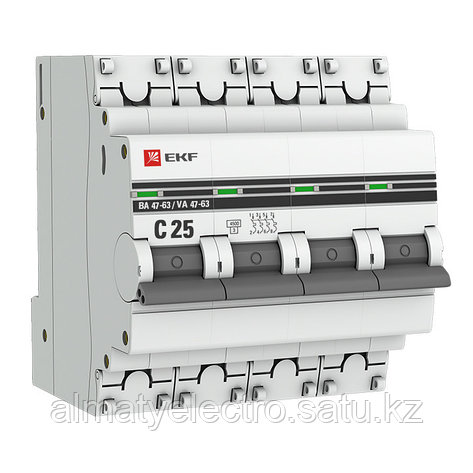 Автоматический выключатель 4P 25А (C) 4,5kA ВА 47-63 EKF PROxima, фото 2