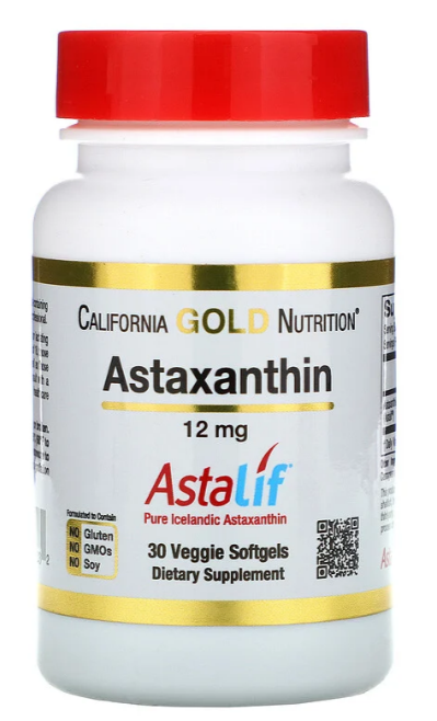 California Gold Nutrition, Астаксантин, чистый исландский продукт AstaLif, 12 мг, 30мягких таблеток - фото 1 - id-p75640972