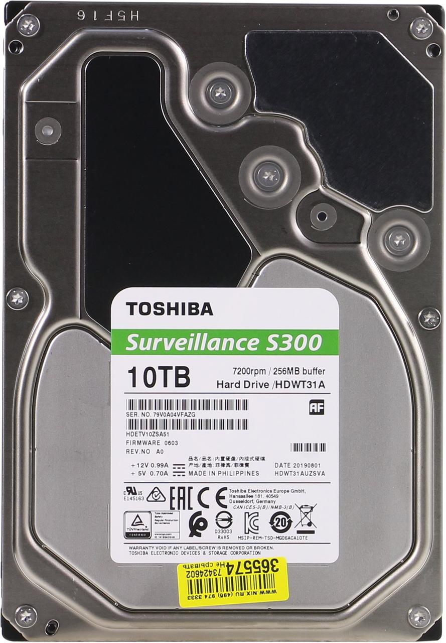 Жесткий диск для Видеонаблюдения HDD 10Tb TOSHIBA S300 SATA3 7200rpm 256Mb 3,5"