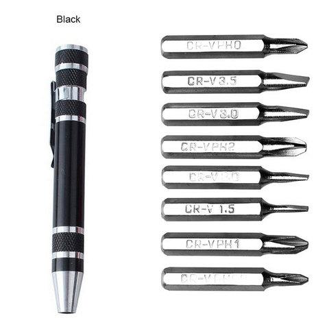 Мультитул-ручка с набором прецизионных отвёрток 8 в 1 (Черный) - фото 1 - id-p69746830