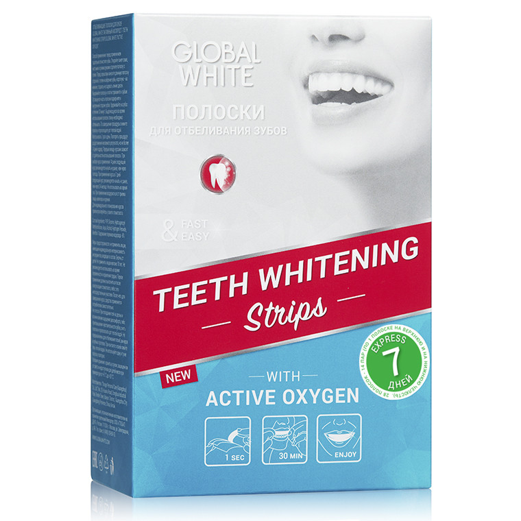 Global White Отбеливающие полоски для зубов - Видимый результат за 7 дней - фото 1 - id-p75648861