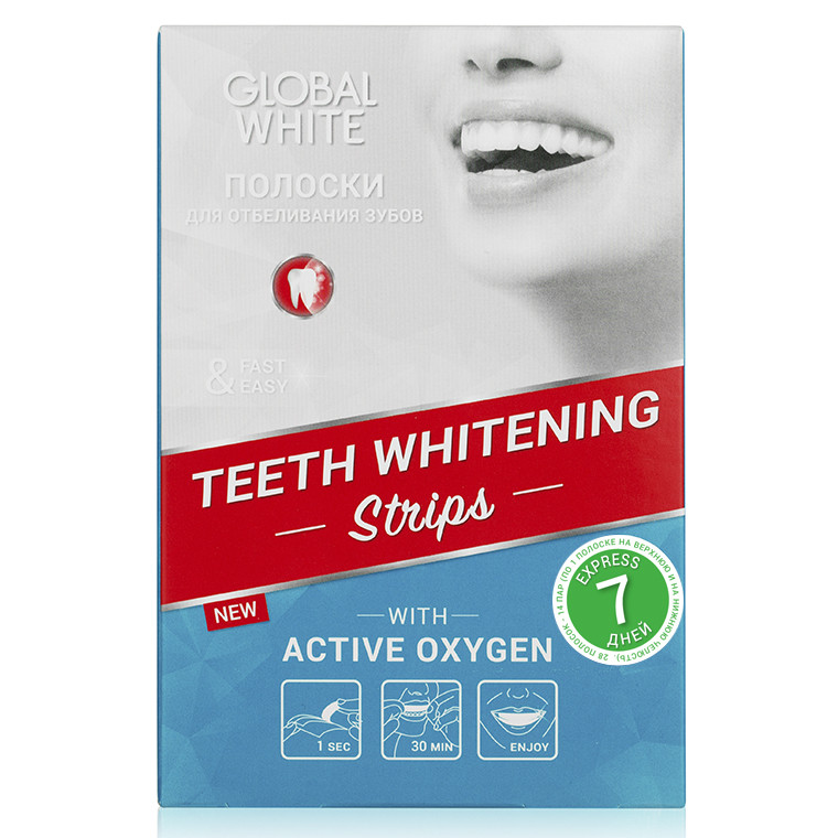Global White Отбеливающие полоски для зубов - Видимый результат за 7 дней - фото 2 - id-p75648861