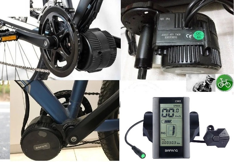 Эл. набор Bafang 8FUN BBS02 48v 750w с дисплеем LED C965, кареточный на велосипед.(68-72mm) Без аккум.