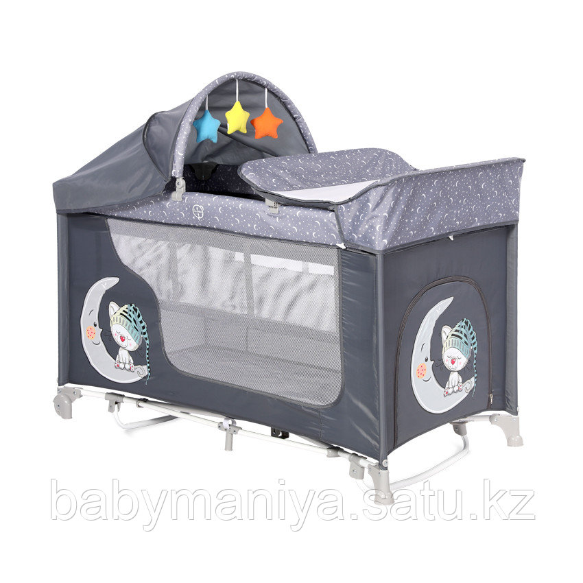 Манеж - кровать Lorelli MOONLIGHT 2 rocker Серый / Grey Luxe 2068