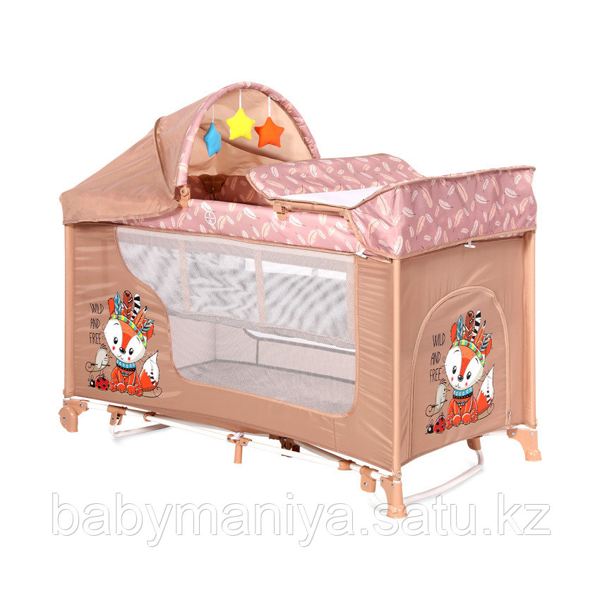Манеж - кровать Lorelli MOONLIGHT 2 rocker Бежевый / Beige Foxy 2042