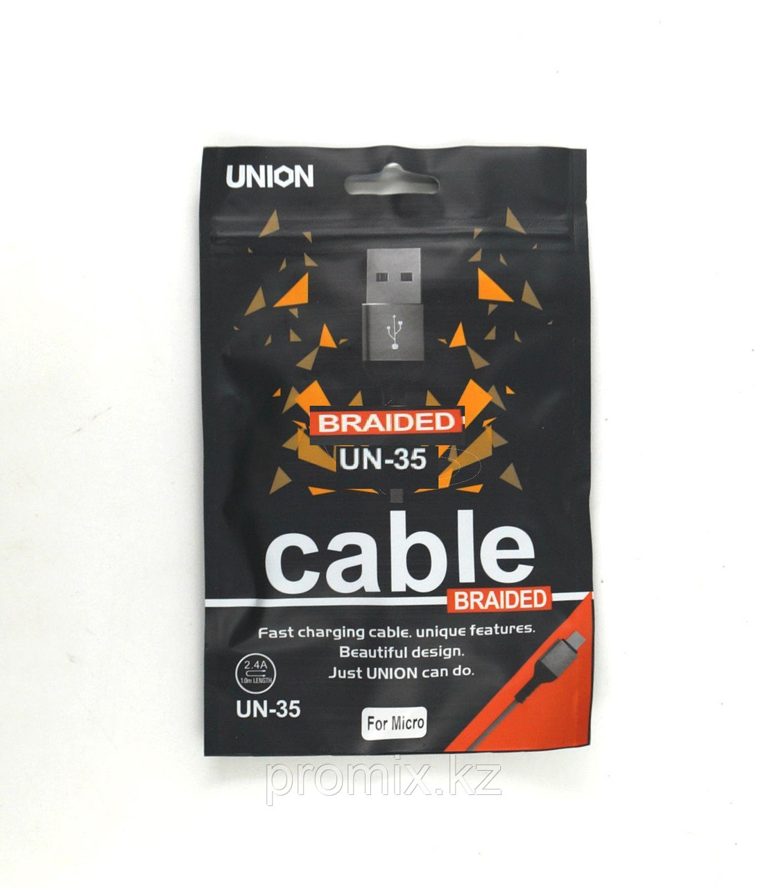 Usb  кабель на  iPhone Union UN-35 1м 2.4А в пакете