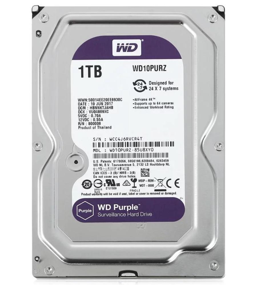Жёсткий диск HDD 1 Tb SATA 6Gb/s Western Digital Purple 3.5" 5400rpm 64Mb