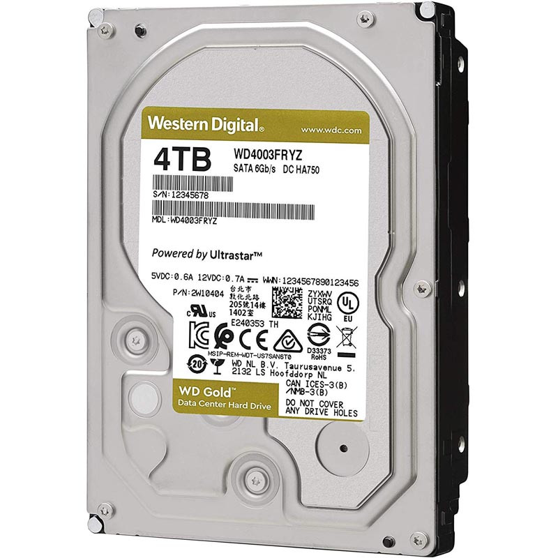 Жесткий диск повышенной надежности HDD 4Tb Western Digital GOLD WD4003FRYZ SATA3 3,5" 7200rpm 256Mb