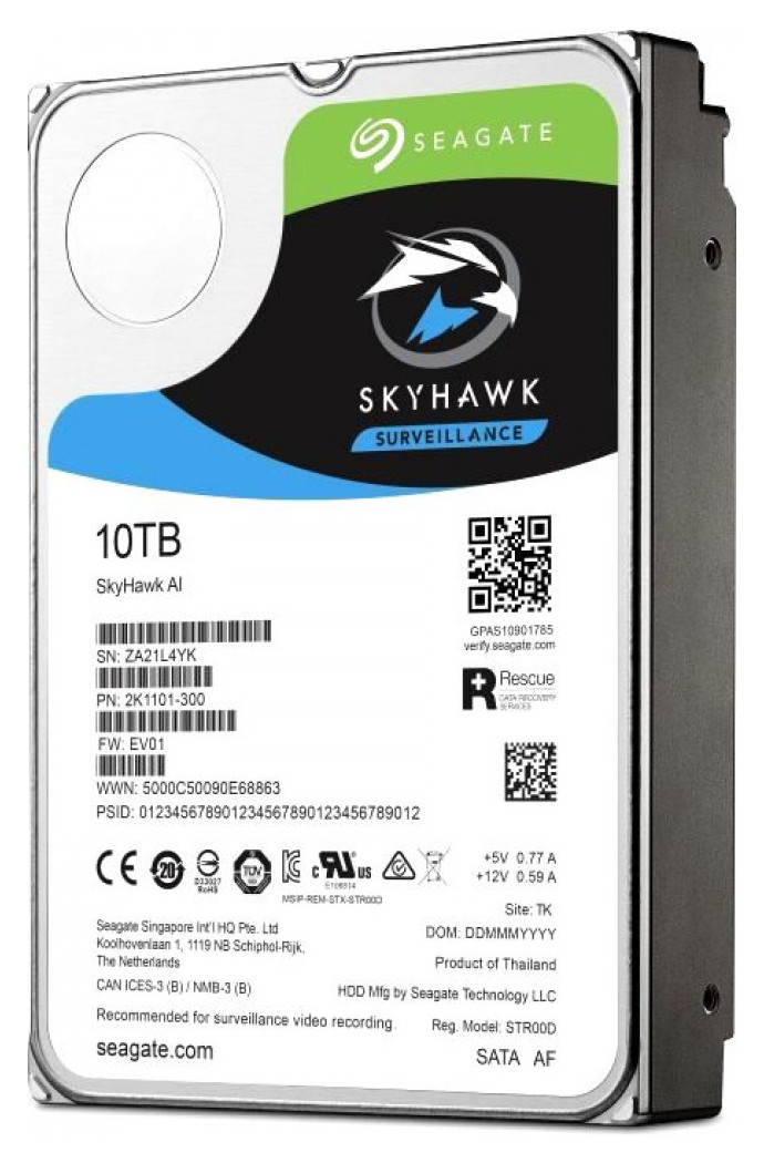 Жесткий диск HDD 10 Tb SATA 6Gb/s Seagate SkyHawk AI ST10000VE0008 3.5” 256MB