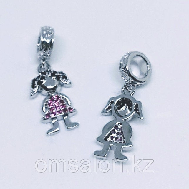 Навеска Девочка, на бэйле, с фианитами, 15х9мм, фото 1