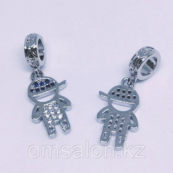 Навеска Мальчик, на бэйле, с фианитами, 15х8мм, фото 1