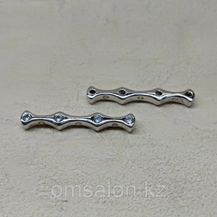 Трехрядный разделитель с фианитами, 30х4мм, фото 1