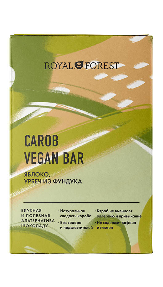 Шоколад из кэроба ROYAL FOREST (Яблоко, урбеч из фундука), 50г