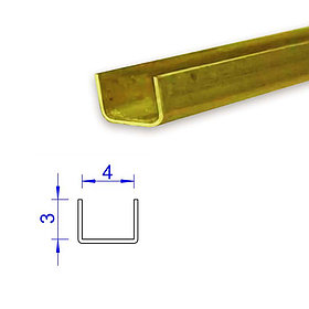 Латунный П-образный профиль, 4*3 мм.