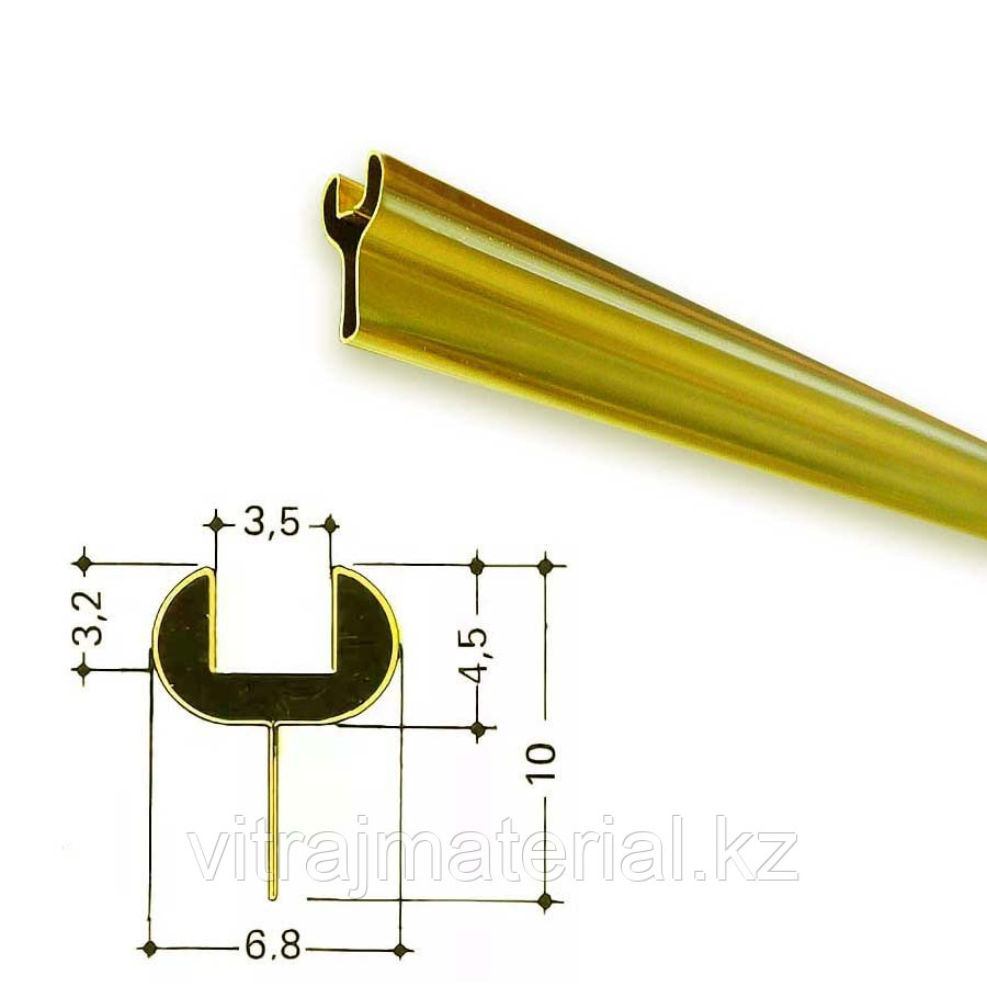 Латунированный  Y-образный профиль, золото, для стекла 3,5мм.