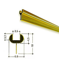 Латунированный Y-образный профиль, золото, для стекла 3,5мм.