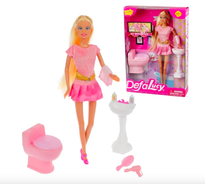 Кукла набор Defa Lucy Ванная (розовый)