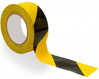 Сигнальная лента "Черная/желтая" 75 мм × 200 м