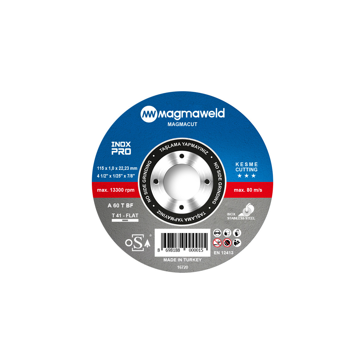 Отрезные диски по нержавейке MAGMACUT INOXPRO 115*1.0*22 mm (25 pcs) - фото 1 - id-p75766615