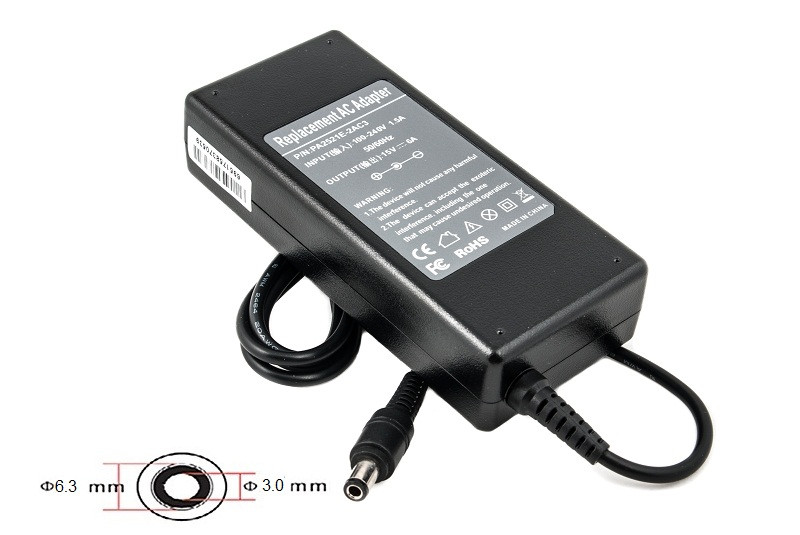 Блок питания для ноутбуков PowerPlant TOSHIBA 220V, 15V 90W 6A (6.3*3.0)