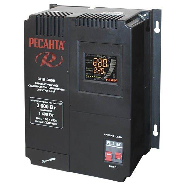 Стабилизатор пониженного напряжения РЕСАНТА СПН-3600 3,6 кВт Однофазный, Релейный - фото 1 - id-p1064661