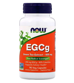 Now Foods, EGCg, экстракт зеленого чая, 400 мг, 90 растительных капсул