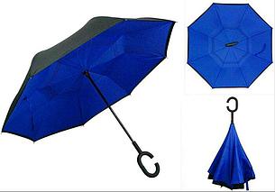 Умный зонт Наоборот, цвет синий + черный, фото 2