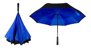 Умный зонт Наоборот, цвет синий + черный, фото 3