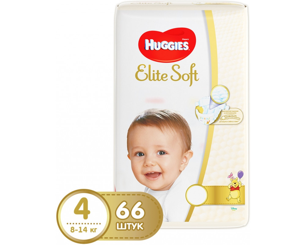 Подгузники Huggies Elite Soft 4 - на липучках 66 штук (8-14кг)