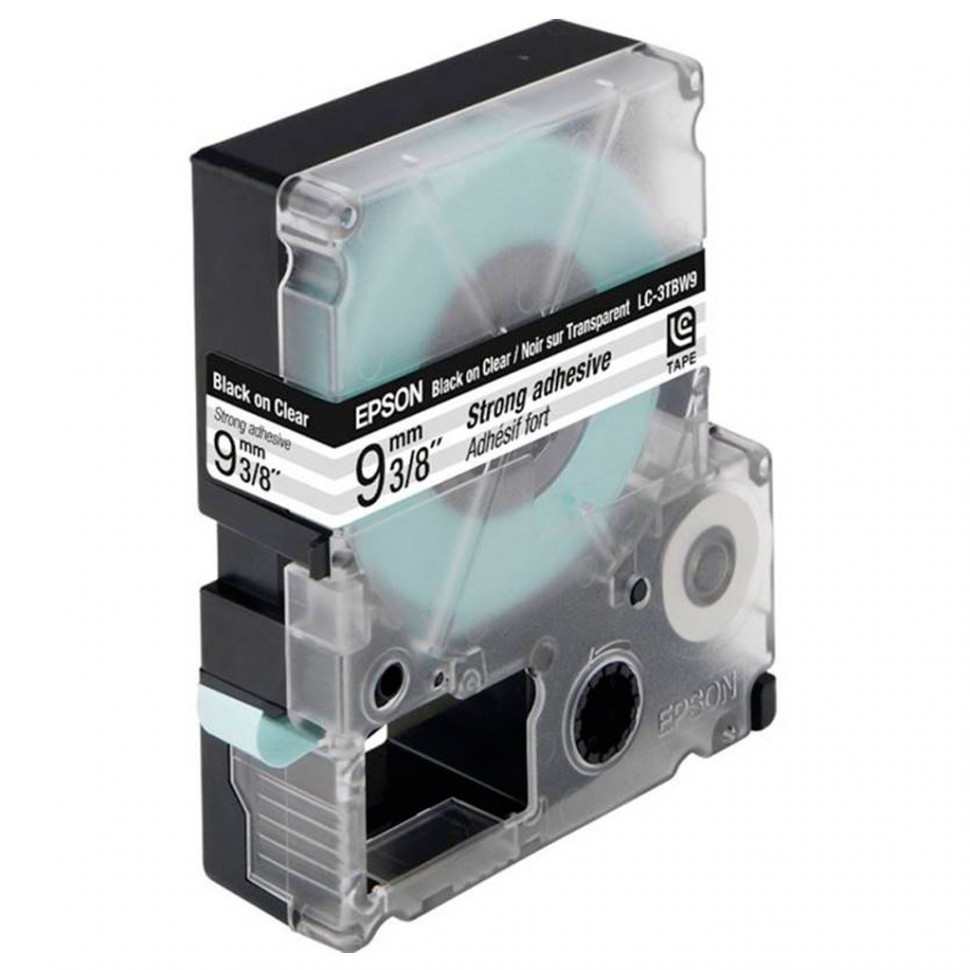 Лента Epson C53S653006 LK-3TBW Повышенной адгезии лента 9мм, Прозр./Черн., 9м